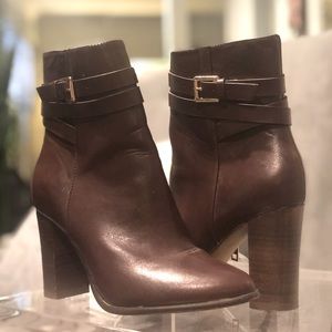 Eggplant/maroon high ankle boots with heel.  Maybe worn 2 times!